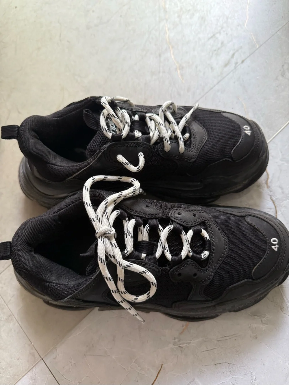 Balenciaga Gray Chunky Men's Sneakers with White Laces